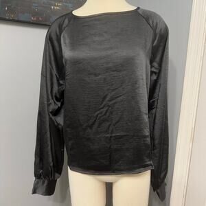 Gap Womens Satin Boatneck Top, Black, S Tall